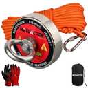 MUTUACTOR Magnet Fishing Kit,2.36 Heavy Duty Neodymium N52 Magnet with 20m(64 Foot) Durable Rope,500lbs Pulling Force Permanent Strong Rare Earth Magnets for Lifting Objects Hunting Lost Treasures