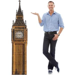 6 Ft Big Ben Cardboard Cutout British Themed Party Decorations Stand up Life Size London Decorations Big Ben Photo Prop Backdrop for England London Themed Party Decor(Brown,Classic)
