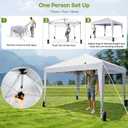 10x10 Pop Up Canopy with Sidewalls, Instant Portable Canopy Tent with Carry Bag for Commercial Events, Camping, Parties - White
