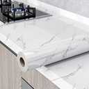 Glossy Marble Paper Granite Gray/White Wallpaper Peel and Stick Wallpaper Self Adhesive Removable Wallpapers 23.6″ ×197″ Waterproof Countertop Paper for Cabinet Countertop Furniture Kitchen Viny Film