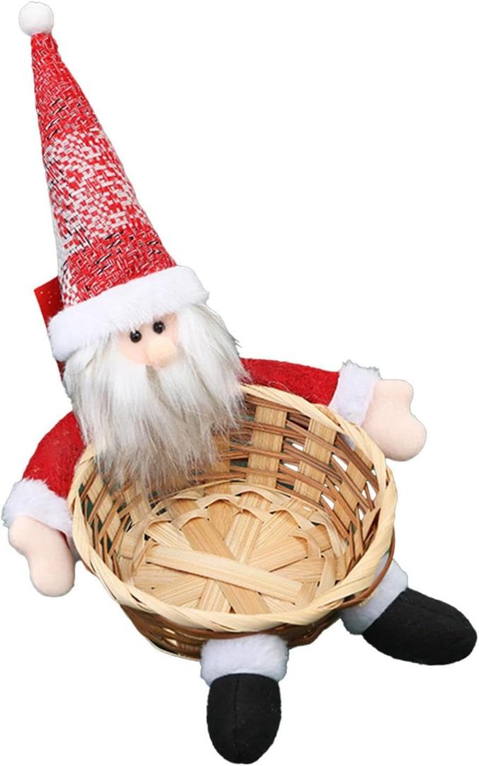 Christmas Candy Bowl Basket Cute Santa Claus Candy Dish Snack Storage Basket Christmas Centerpiece Table Decorations Indoor Sugar Fruit Holder for Dinner Kitchen Home Party Supplies