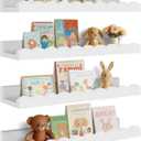 Yirilan 4-Pack Scalloped Shelves, Nursery Shelves for Wall, Floating Nursery Book Shelves for Kids, White