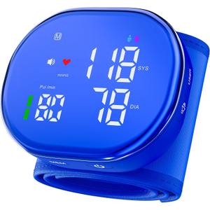 Rechargeable Wrist Blood Pressure Monitor for Home Use, Automatic BP Machine with LED Display, Dual Users 120 Memory, One-Button Operation & Adjustable Cuff, Portable Carrying Case Included
