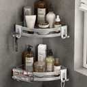 VOLPONE Shower Corner Shelf Caddy 2 Pack Shower Organizer Corner No Drill Shower Storage Rust Proof Bathroom Corner Wall Shelf Shampoo Holder Silver