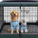 Dog Playpen with Top Cover and Bottom Pad - Foldable Metal Puppy Play Pen, 25"L x 2"W x 37"H Style 36"H 8Panels, Pattern Name: Playpen+Square Bottom Pad+Top Cover