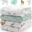 Momcozy Muslin Best Wishes Swaddle Blankets, Ultra Soft Neutral Registry Essentials, Jungle Trails & Wild Pals, Breathable Large 47'' x 47'' Newborn Boys Girls Receiving Blanket