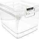 Isaac Jacobs 2-Pack Extra-Large Clear Storage Bins (11.5 L x 14 W x 9 H) w/Cutout Handles, Plastic Organizer for Home, for Kitchen, Fridge, Pantry, BPA Free, Food Safe (2-Pack, Extra-Large)