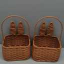 Gerrii 2 Pcs Easter Basket with Handle Bunny Easter Woven Picnic Basket for Kids with Cute Rabbit Ears Rattan Gift Wicker Wine Woven Empty for Candy Storage Toy Girl Party Supplies