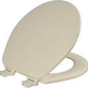 CHURCH Toilet Seat, Easy Clean Hinges Release for Deep Cleans, Durable Enameled Wood Seat, Round, Bone