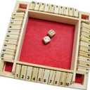 DC-BEAUTIFUL Shut The Box Dice Game, 2-4 Players Classic Board Game for Adults, Wooden Tabletop Game with Dices and Instruction,Math Strategy Game for Christmas Party (Red)