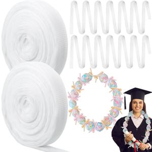 Ribbonlic 624 ft Candy Lei Tubing Leis Netting Bags 2 Roll Candy Lei Tubing White Mesh Bag for Packing Snacks and Small Toys for Birthday Beach Pool Party Decorations Favors Supplies