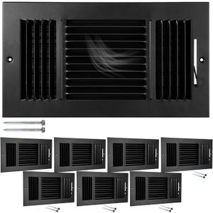 Wesiti 2 Pcs Vent Covers 10 x 6 Inch (Duct Opening) 3-Way Ceiling Register Sidewall Ceiling Air Vent Manual Adjuster Solid Steel HVAC Register Cover for Office Home Toilet Bathroom (Black)