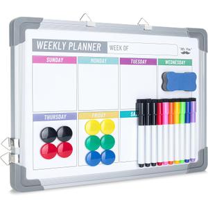 Mr. Pen- Magnetic Weekly Erase Board, 12" x 16", Double-Sided with Markers
