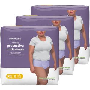 Amazon Basics Incontinence Underwear for Women, Protective, Disposable, Postpartum, Maximum Absorbency, XX-Large, Lavender, 42 Count (3 Packs of 14)