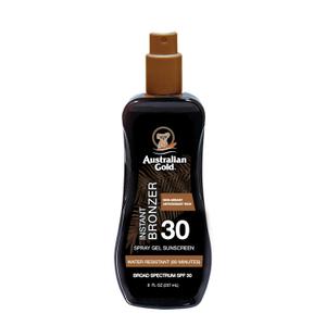 Australian Gold Spray Gel Sunscreen with Instant Bronzer SPF 30, 8 Ounce | Moisturize & Hydrate Skin | Broad Spectrum | Water Resistant | Non-Greasy | Oxybenzone Free | Cruelty Free