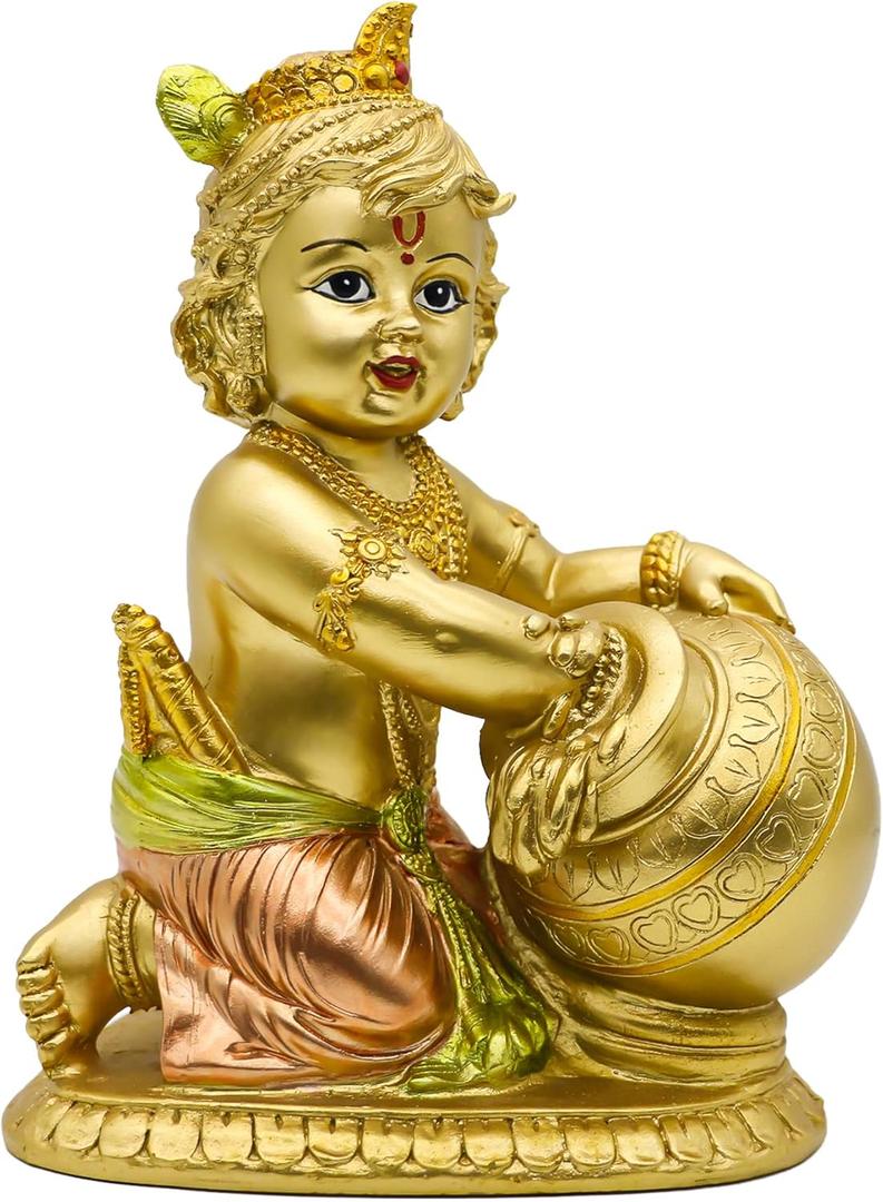 Hindu Lord Baby Krishna Statue  Indian Idol Krishna Figurines for Home Mandir Temple Pooja - India Murti Buddha Sculpture Religious Gifts Items