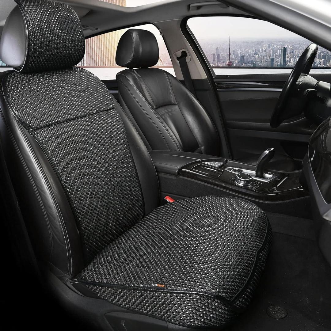 Auto Newer Breathable Universal Four Seasons Car Seat Covers, Luxury Include Front Car Seat Protector and RearCar Seat Cushion,Compatible with 95% Vehicles Fit for Cars Truck SUV (Black,3PCS)