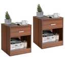 Modern 2PCS Nightstand with Beside Table Drawer Storage Cabinet Brown