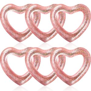 Sumund 6 Pack 47.3x39.4 Inflatable Hearts Beach Party Rose Gold 