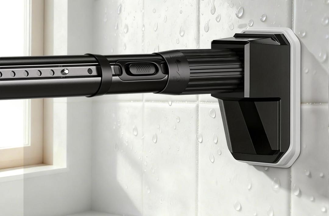 FADOTY Tension Curtain Rods No Drilling, Extra Long Tension Rod 41-122 Inch, Heavy Duty Shower Curtain Rod for Outdoor Patio Bathroom Windows Room Divider, Adjustable, Anti-Slip, No Rust, Black