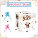 AmazingSpark 28in Giant Gender Reveal Gift Box with Lid Kit Oversized Gender Reveal Balloon Box Large Pull Bows for Baby Shower Birthday Party Decor(Neutral Bear), 1 Count