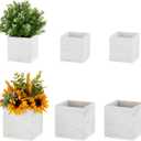 NUPTIO Wooden Box for Centerpiece Wedding: 6 Pcs Rustic Square Planter Box Farmhouse Table Fall Decor - 44" & 55" Whitewashed Small Wood Vases Flower Pots for Windowsill Home Garden