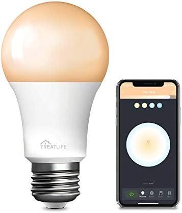 TREATLIFE Smart Light Bulbs, 2.4GHz WiFi LED Light Bulb, Dimmable Smart Bulb Compatible with Alexa, Google Home, SmartThings, UL Certified Warm White& Cool White(2700K-6500K), 800LM, E26, A19, 9W, 2 pcs