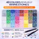 Badazzle Kit 40 Colors 35000PCS Bedazzler Kit with Rhinestones Set Bedazzled Kits Book Bedazzling Kits Small Gems with Tools for Badazzling Kit with Glue Crafts & DIY Projects for Adults