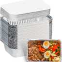 Aluminum Pans with Lids (50-Pack, 8.5"6") 2.25 LB Capacity Foil Food Containers with Lids - 50 Pans and 50 Cardboard Covers - Disposable Tin Foil Pans - for Baking, Meal Prep and Freezer, Takeout