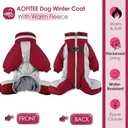 AOFITEE Fullbody Dog Coat Warm Fleece Dog Jacket, Windproof Dogs Winter Coat with Harness Built in, Reflective Turtleneck Dogs Snowsuit Puffer Jacket, Four Legged Pet Snow Suit, Christmas Red M (Burgundy)