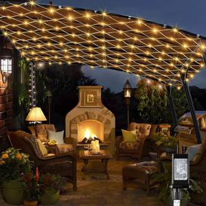 Enhon LED Net Lights, 320 LED 10 x 10FT with Timer & 8 Lighting Modes, Waterproof Connectable Outdoor Net Lights for Gazebo, Bush, Patio, Wedding, Holiday(Warm White)