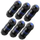 VCELINK Waterproof RJ45 Coupler IP68 Short Profile, Cat6/Cat5E/Cat5 Waterproof Ethernet Connector Shielded, Outdoor Network LAN Cable Extender PoE 6-Pack, 3.23in (Blue)