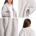 Mad Dog Sherpa Fleece Cardigans for Girls 5-12 Y, Cozy Kids Winter Fall Sweater Coats, Long Jacket for Home & Outdoor Wear (9-10 Years)