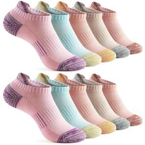 MICBAM 10 Pairs Womens Compression Ankle Socks Athletic Running Gym Casual crew Socks
