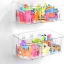 Lysam Bath Toy Storage 2 Packs, Large Bath Toy Holder with 3 Compartment, Quick Dry Bathtub Toy Organizer, Bath Tub Toy Net, Shower Toy Basket & Bin, Bathroom Accessories for Baby, Toddler, Kids（Clear）