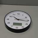 Wall Clock, 10" Dial Non-Ticking Silent Battery Operated Analog with LCD Display for Perpetual Calendar and F Temperature, Ideal Modern Home, Bedroom, Kitchen, Office Decor (Black)