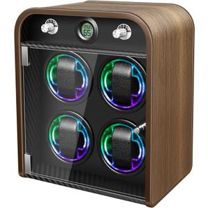 Watch Winder for Automatic Watches, Watch Winders Box 1/2/4/6/9 Slot for Rolex,Silent Motor, 4 Rotation Mode Setting,Built-in led Lights,Gift for Man