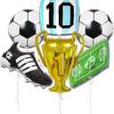 Soccer Ball Balloons Foil Balloon Set, Gold Champion Trophy, Field Design, Sports Celebration, World Cup Football, Boys Birthday Party Decor