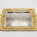 2 Pack Metal Serving Trays, Rectangle, Gold