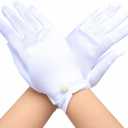 Casdre Short Satin Wedding Gloves Pearl Bridal Glove Evening Party Wrist Length Gloves for Women and Girls