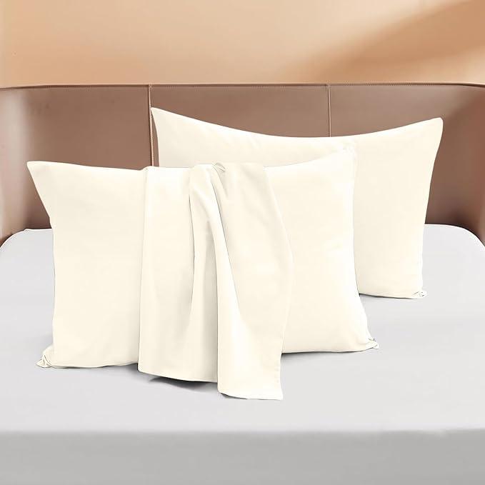 Square (20x20) Pillow Cases - Pack of 2 - Envelope Closure - Soft 600-TC Long-Staple Cotton Fabric - Pillow Covers Square Pillow Cases 20x20 Inches (Solid, Ivory)