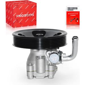 PHOBOOS Power Steering Pump Compatible with Kia Sportage 2005-2010, Hyundai Tucson 2005-2009 V6 2.7L, with Outlet & Pulley, Smooth Steering, Low Noise, High Durability, Ref. 21-5449