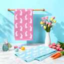 Preboun 2 Pcs Easter Hand Towels Easter Bunny Bathroom Towels Cotton Soft Absorbent Bathroom Kitchen Decoration for Drying, Cleaning, Cooking, 13.7 x 29.5inch