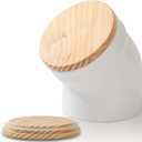 Salt Cellar with Airtight Lid, Ceramic Salt Pig, Salt Containers for Countertop, Sealed and Moisture-Proof, Easy Access, Dishwasher Safe (White)