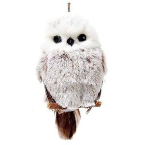 Kurt Adler Brown And White Owl Ornaments, white, grey, 1 Pcs