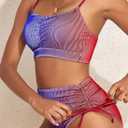 Herseas Women 2 Piece High Waisted Bikini Set Tie Dye Front Scoop Neck Swimsuit Ruched Spaghetti Straps Bathing Suit (XS)