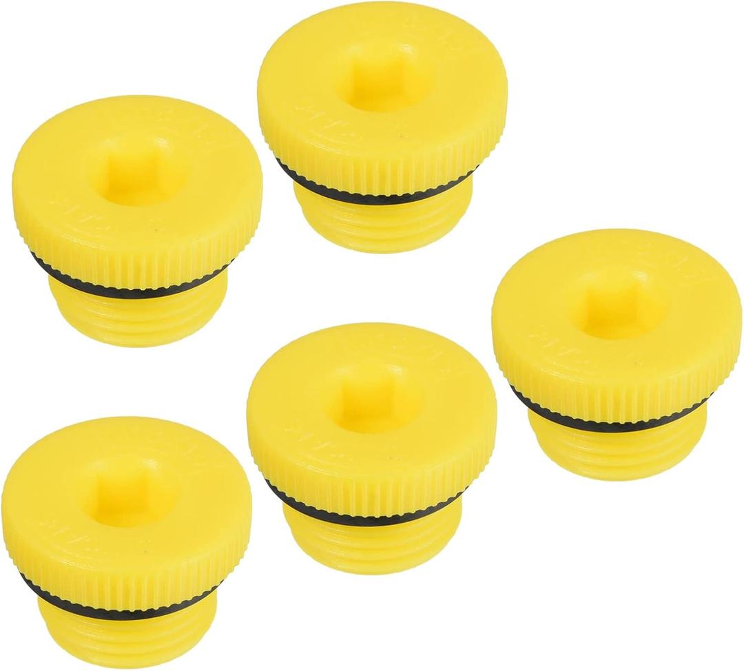 PATIKIL Hold Plugs M18x1.5, 5 Pack PP Plastic Male Threaded Hex Socket Sealing Screw End Cap, Yellow
