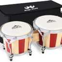 EastRock Bongo Drum 7" and 8" Set for Adults Beginners Professionals Tunable Wood Bongos and Metal Drum Percussion Instruments with Bag and Tuning Wrench