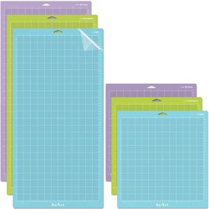 ReArt Cutting Mat Variety 6 Packs for Cricut Maker 3/Maker/Explore 3/Air 2/Air/One Adhesive Sticky Replacement - Strong, Standard, Light, 12in x 12in x 3 Packs, 12in x 24in x 3 Packs.