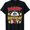Daddy of The Birthday Boy Shirt Matching Dad Son Family Bday T-Shirt (Black, L)